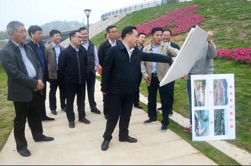 上饒市人大副主任、鄱陽縣縣委書記張禎祥蒞臨新昌南湖西河濕地公園項目