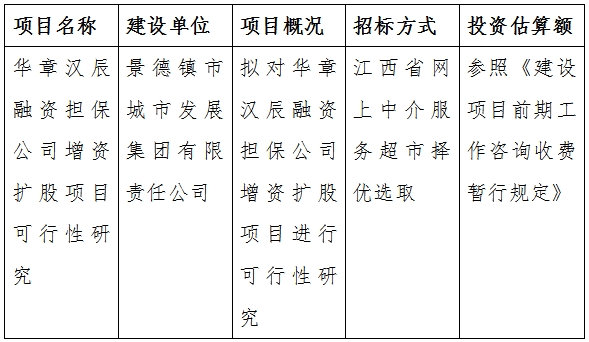 華章漢辰融資擔保公司增資擴股項目可行性研究計劃公告