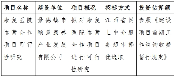 康復(fù)醫(yī)院運營合作項目可行性研究計劃公告