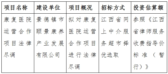 康復醫(yī)院運營合作項目法律盡調計劃公告